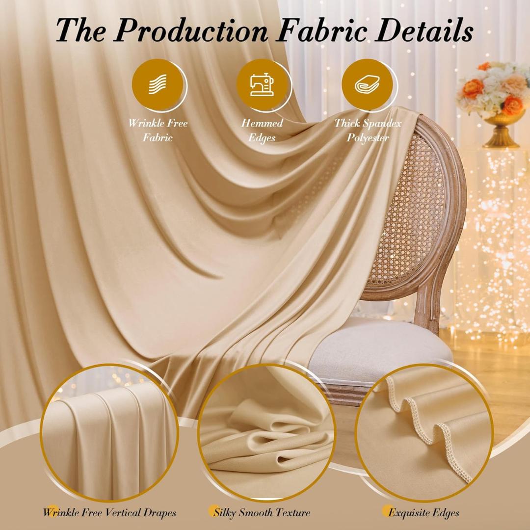 CREAM  -  2 Panels - Wrinkle Free Backdrop Curtains for Parties Silky Interlock Backdrop for Weddings Birthday Party Curtains. Choose Size