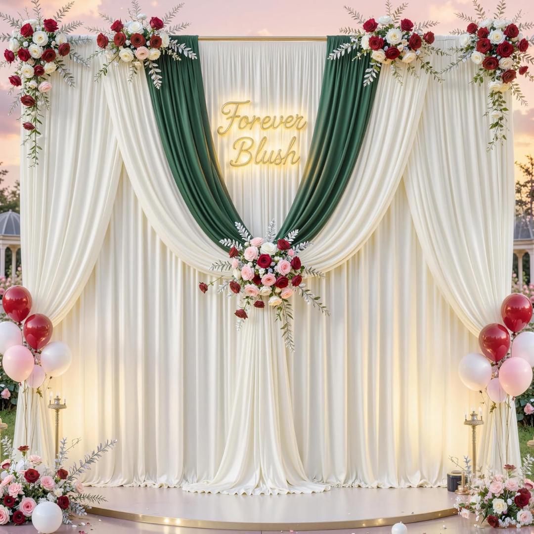 IVORY -  2 Panels - Wrinkle Free Backdrop Curtains for Parties Silky Interlock Backdrop for Weddings Birthday Party Curtains. Choose Size