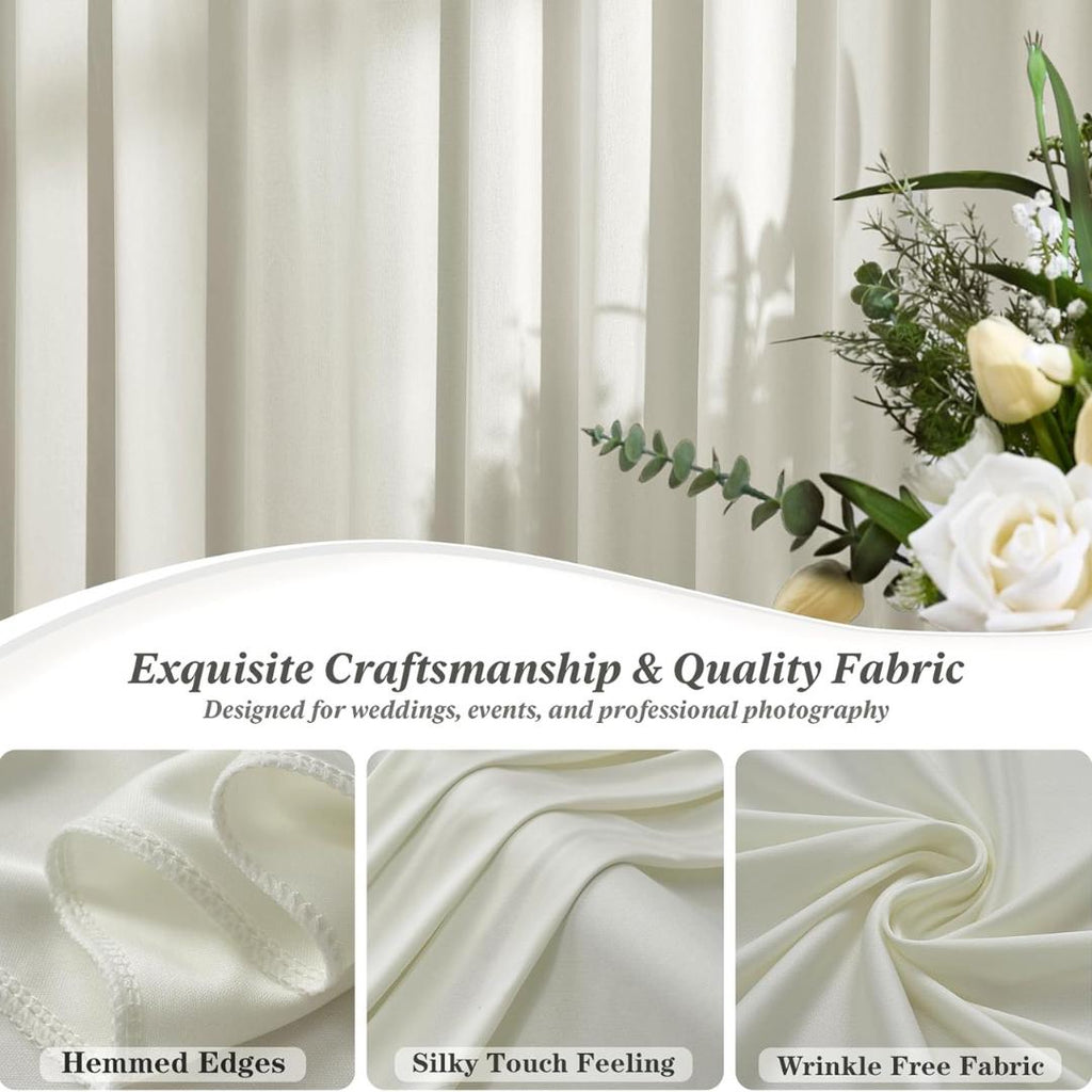 IVORY -  2 Panels - Wrinkle Free Backdrop Curtains for Parties Silky Interlock Backdrop for Weddings Birthday Party Curtains. Choose Size