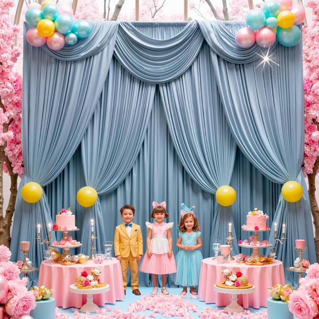 DUSTYBLUE -  2 Panels Wrinkle Free Backdrop Curtains for Parties Silky Interlock Backdrop for Weddings Birthday Party Curtains. Choose Size