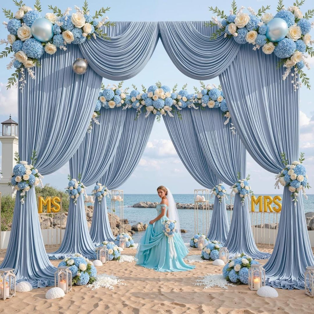 DUSTYBLUE -  2 Panels Wrinkle Free Backdrop Curtains for Parties Silky Interlock Backdrop for Weddings Birthday Party Curtains. Choose Size