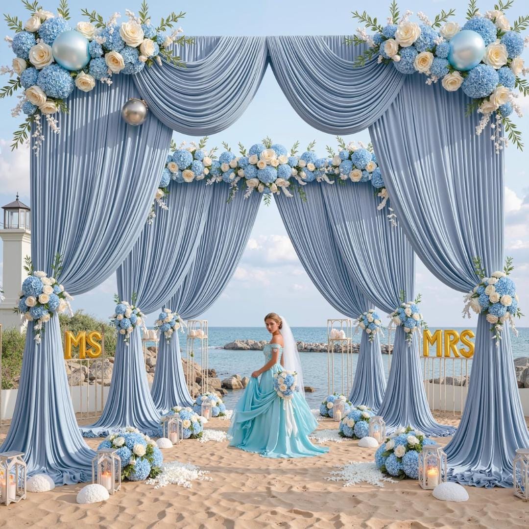 DUSTYBLUE -  2 Panels Wrinkle Free Backdrop Curtains for Parties Silky Interlock Backdrop for Weddings Birthday Party Curtains. Choose Size