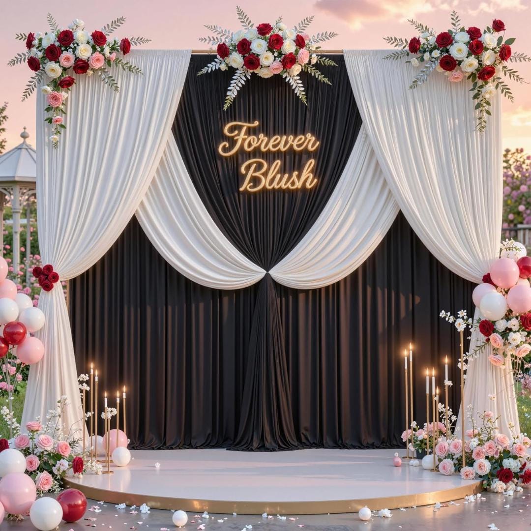 BLACK -  2 Panels Wrinkle Free Backdrop Curtains for Parties Silky Interlock Backdrop for Weddings Birthday Party Curtains. Choose Size