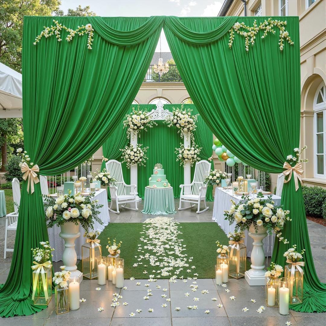 KELLY -  2 Panels Wrinkle Free Backdrop Curtains for Parties Silky Interlock Backdrop for Weddings Birthday Party Curtains. Choose Size