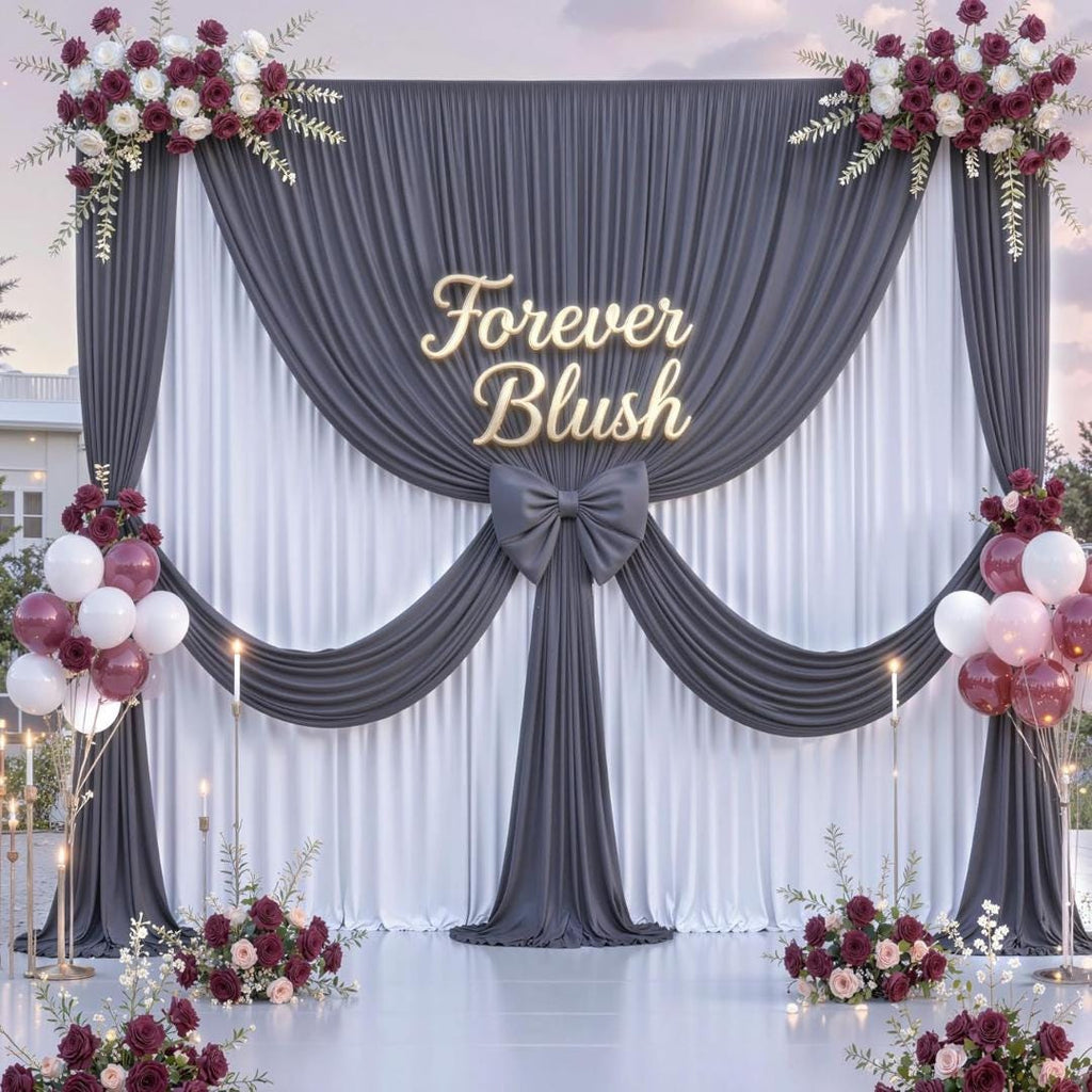 CHARCOAL -  2 Panels Wrinkle Free Backdrop Curtains for Parties Silky Interlock Backdrop for Weddings Birthday Party Curtains. Choose Size