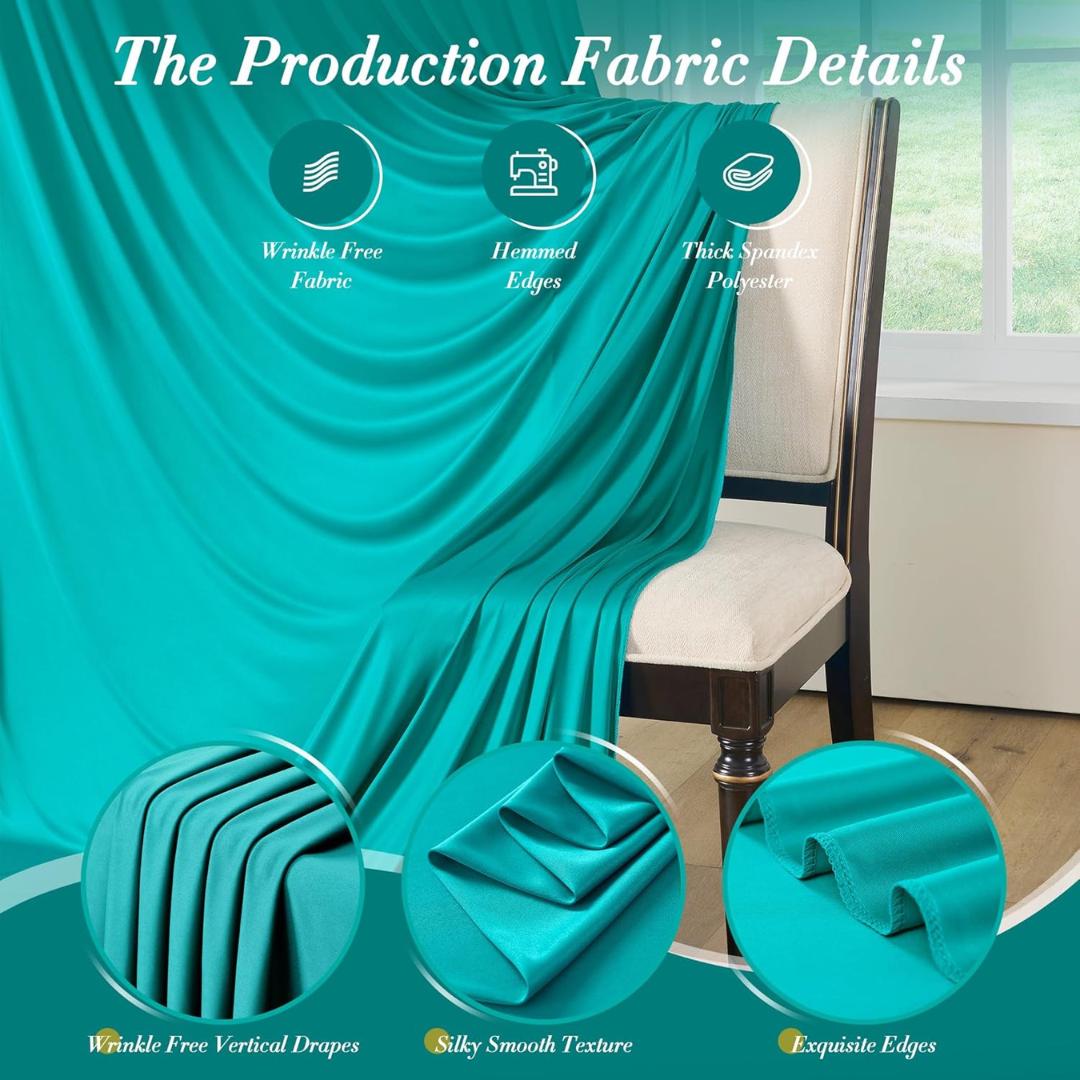TURQUOISE -  2 Panels Wrinkle Free Backdrop Curtains for Parties Silky Interlock Backdrop for Weddings Birthday Party Curtains. Choose Size