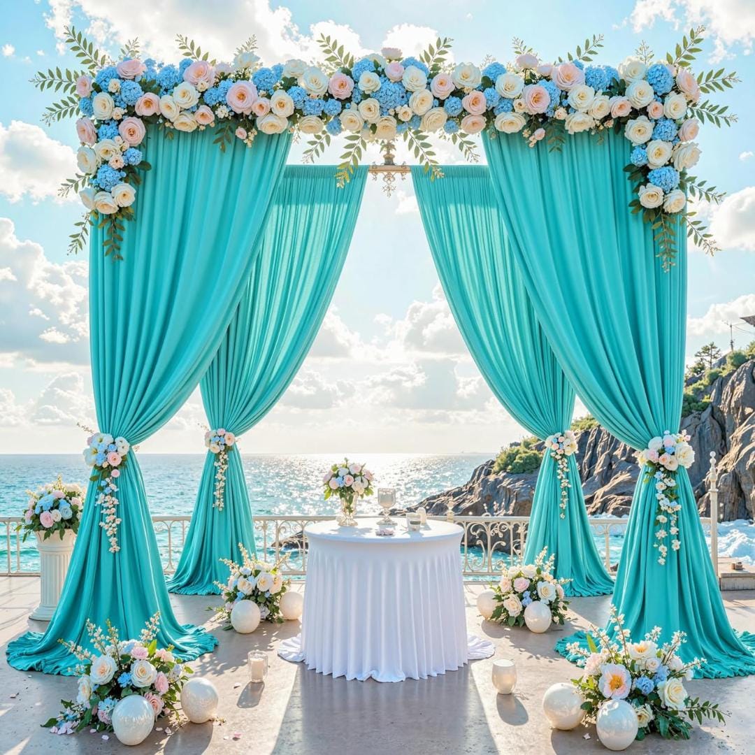 TURQUOISE -  2 Panels Wrinkle Free Backdrop Curtains for Parties Silky Interlock Backdrop for Weddings Birthday Party Curtains. Choose Size