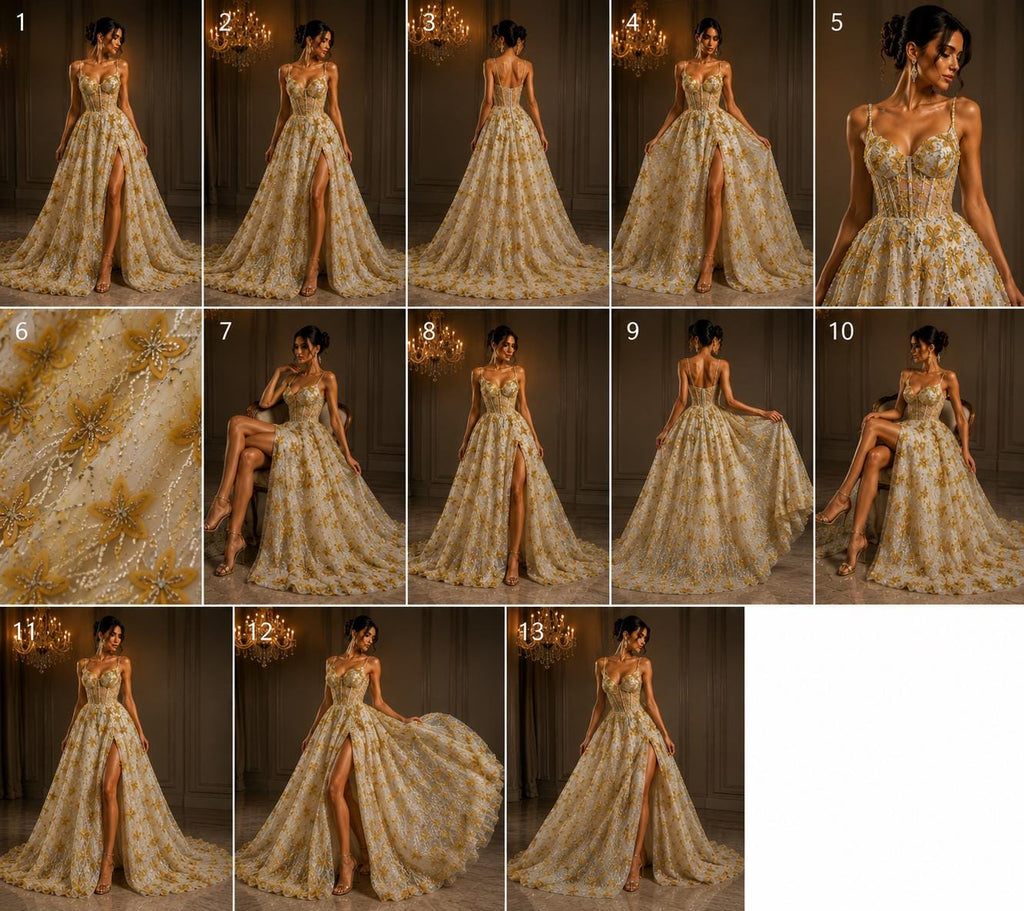 3D Butterfly Lace - GOLD -  3D Butterfly Design Embroider Beaded Fabric For Quinsiañera Dresses - Prom Dress Sold By Yard