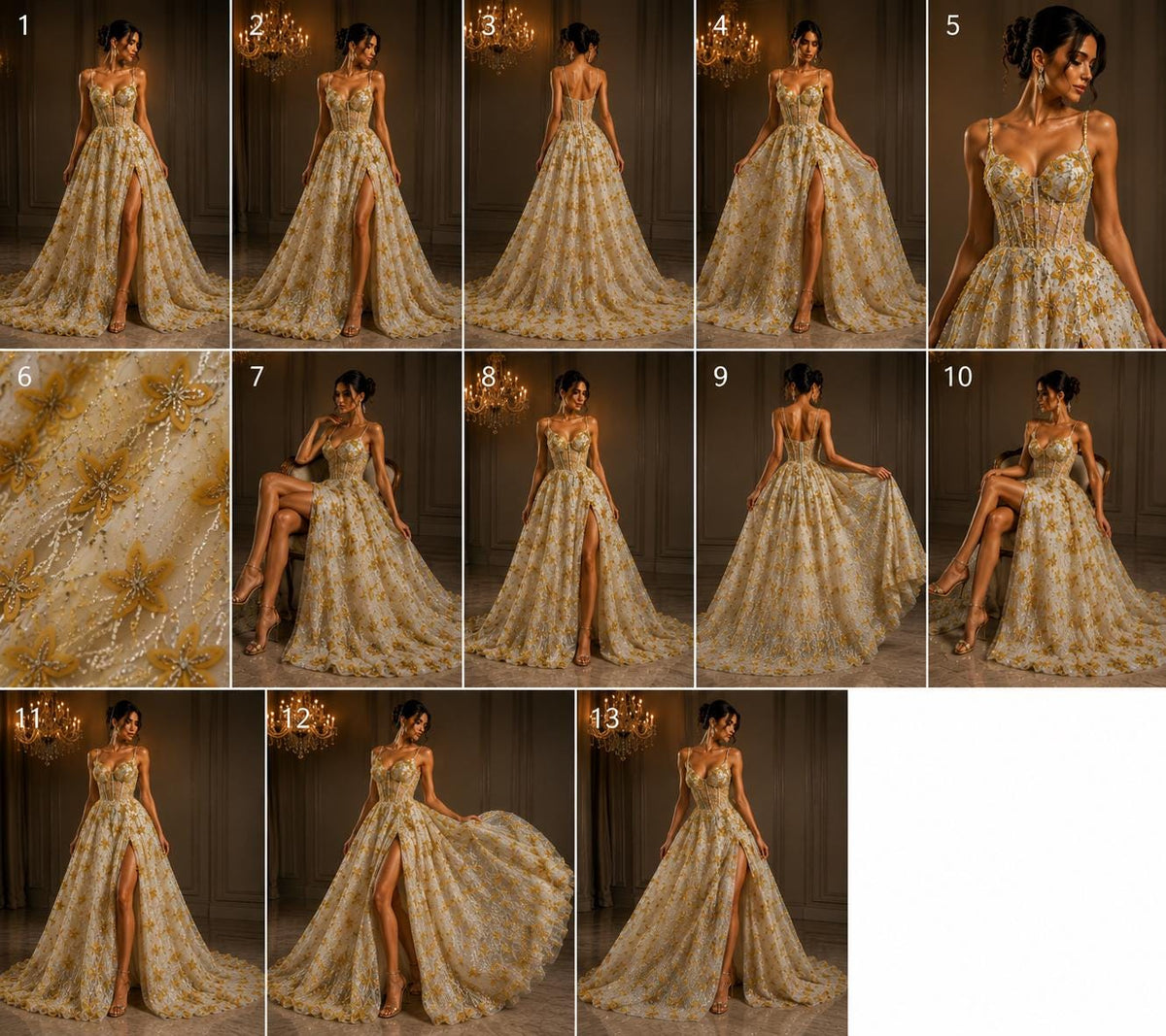 3D Butterfly Lace - GOLD -  3D Butterfly Design Embroider Beaded Fabric For Quinsiañera Dresses - Prom Dress Sold By Yard