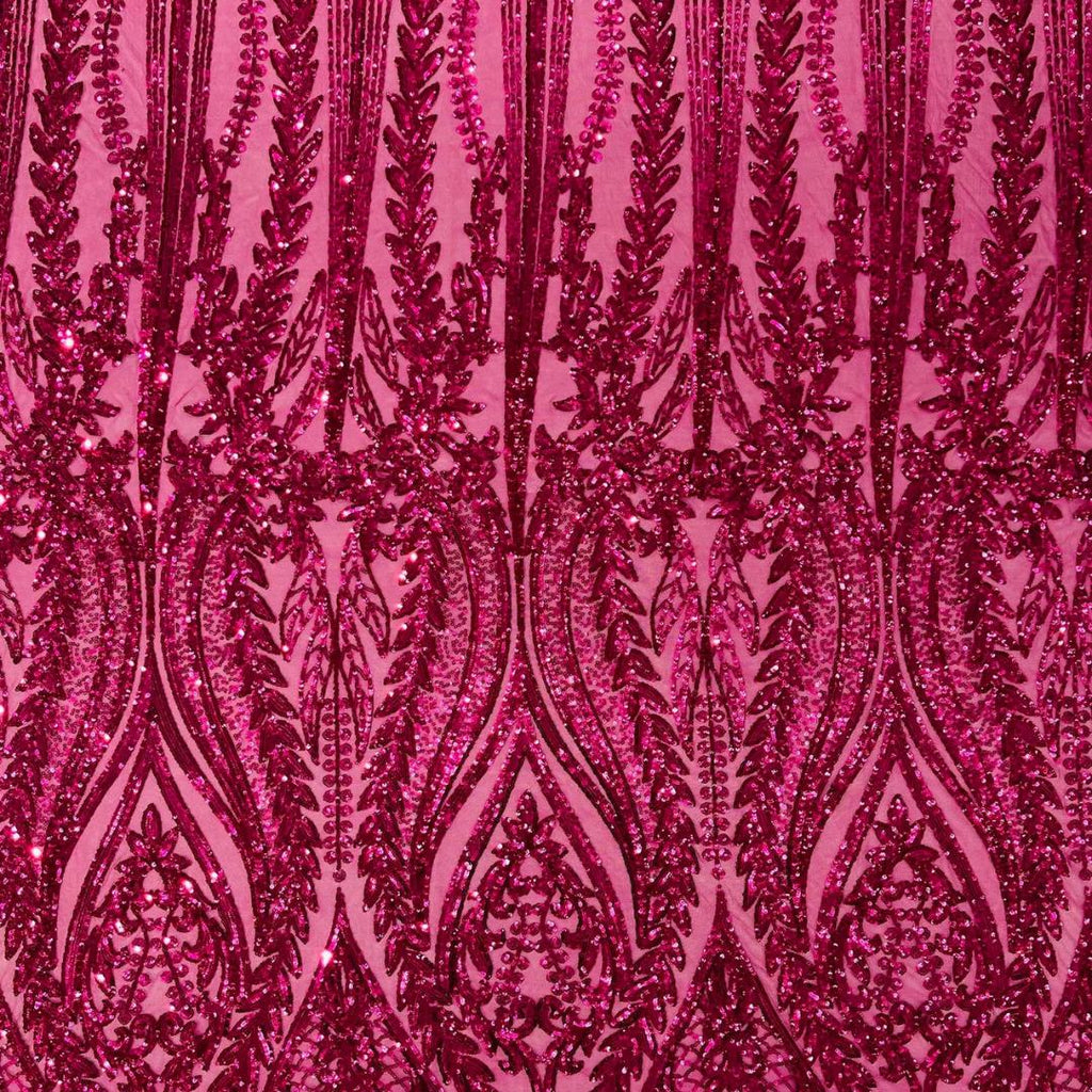 FUCHSIA - Lux Sequin Embroidered Mesh Fabric – Luxury Blue Lace by the Yard – Couture Evening Dress, Prom & Bridal Fabric