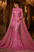 PINK - Lux Iridescent Sequin Embroidered Mesh Fabric – Luxury Blue Lace by the Yard – Couture Evening Dress, Prom & Bridal Fabric