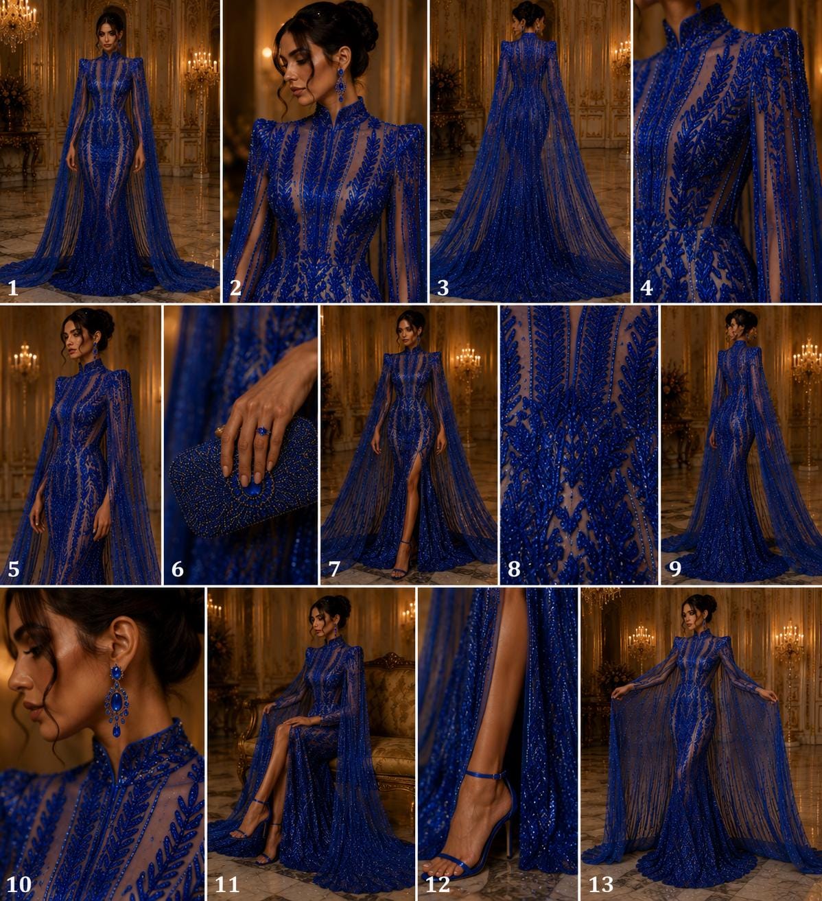 ROYAL BLUE - Lux Sequin Embroidered Mesh Fabric – Luxury Blue Lace by the Yard – Couture Evening Dress, Prom & Bridal Fabric