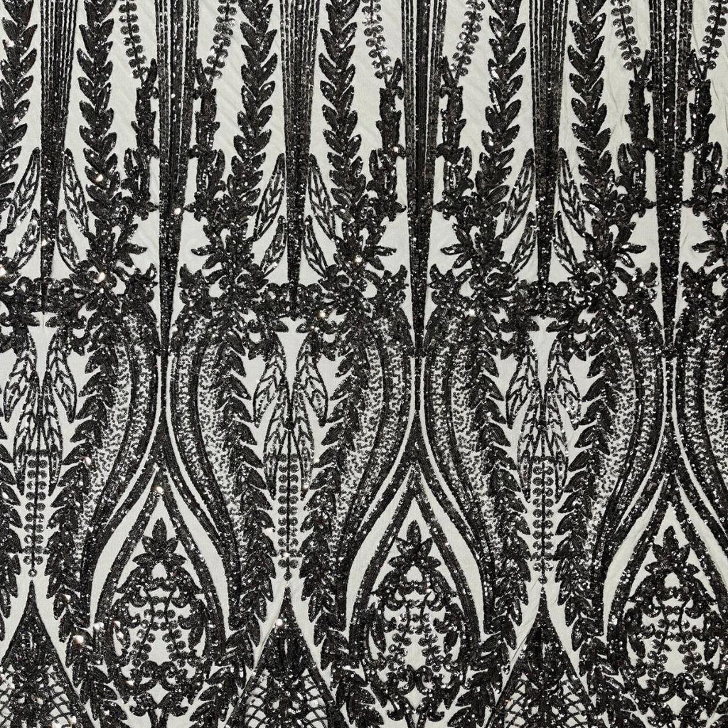 BLACK - Lux Sequin Embroidered Mesh Fabric – Luxury Blue Lace by the Yard – Couture Evening Dress, Prom & Bridal Fabric
