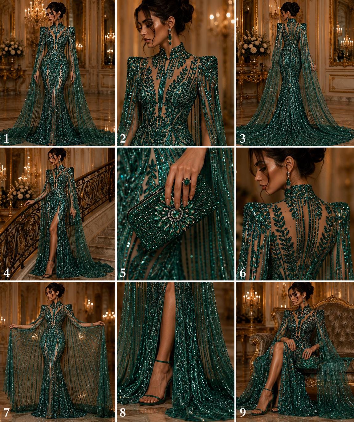 EMERALD - Lux Sequin Embroidered Mesh Fabric – Luxury Blue Lace by the Yard – Couture Evening Dress, Prom & Bridal Fabric