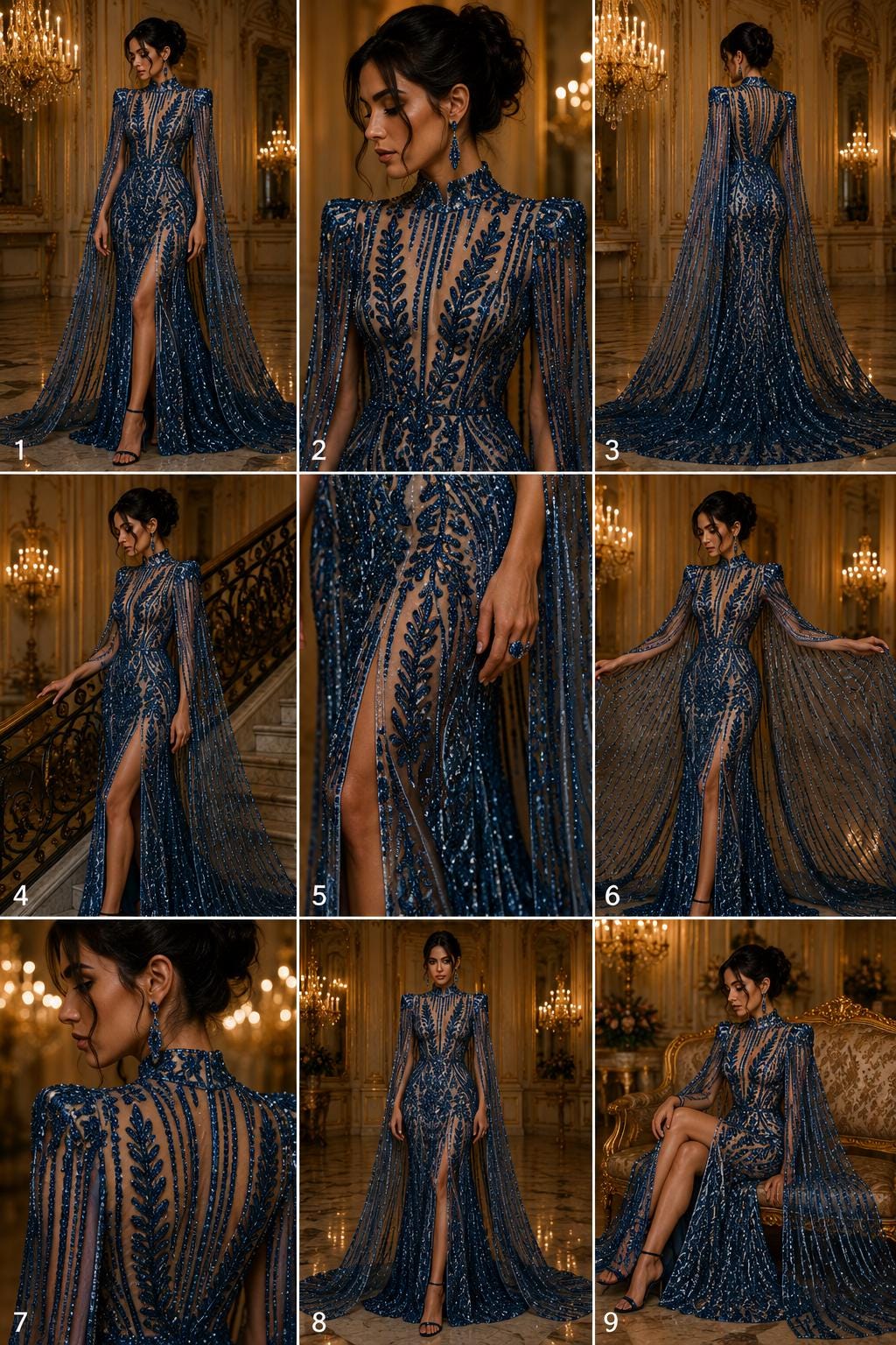 TEAL BLUE - Lux Sequin Embroidered Mesh Fabric – Luxury Blue Lace by the Yard – Couture Evening Dress, Prom & Bridal Fabric