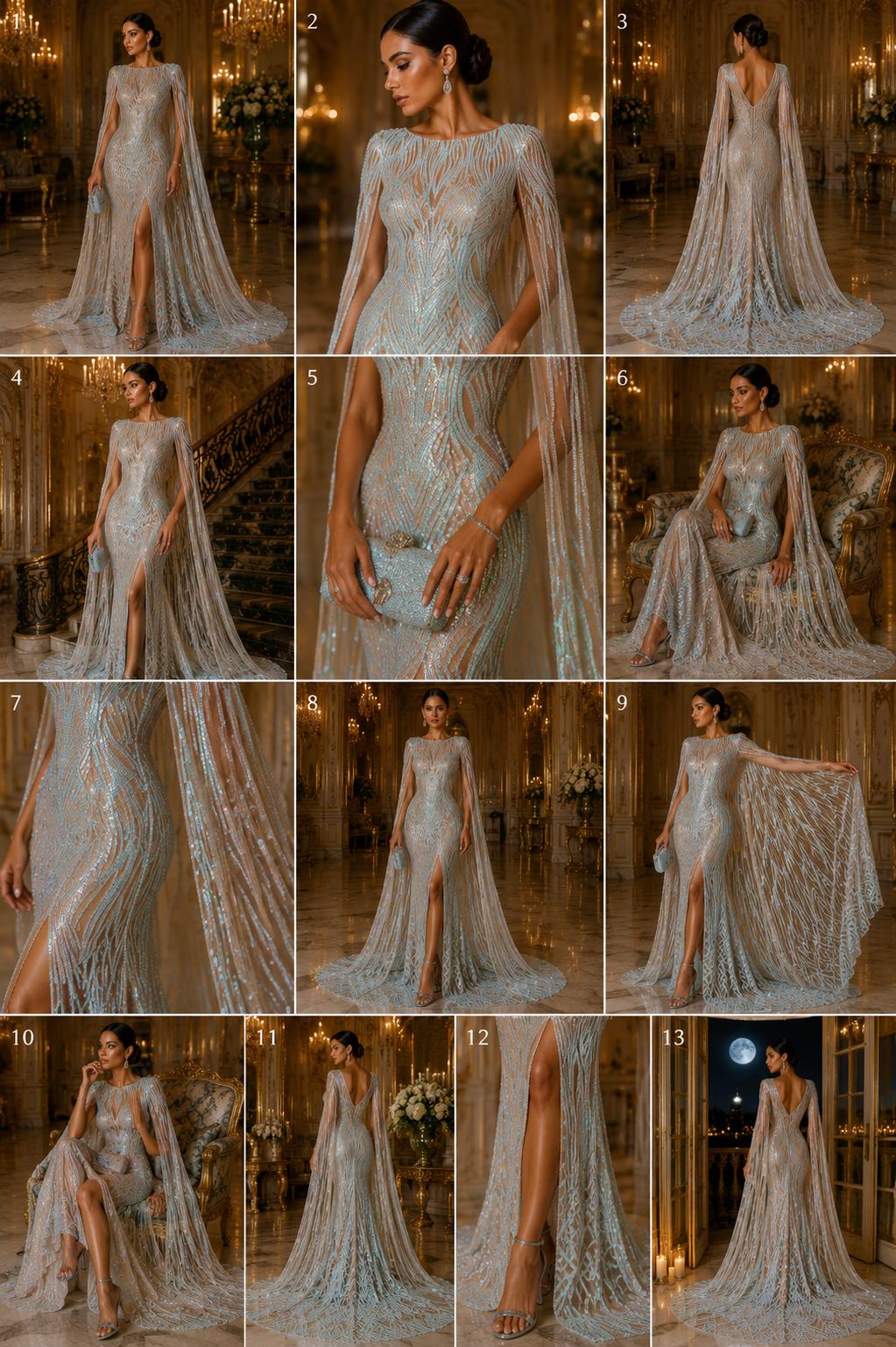 Aqua/Nude - Iridescent Glossy Design Luxury Shiny Sequin - 4 Way Stretch Mesh Fabric – Prom & Evening Dress Material By The Yard.