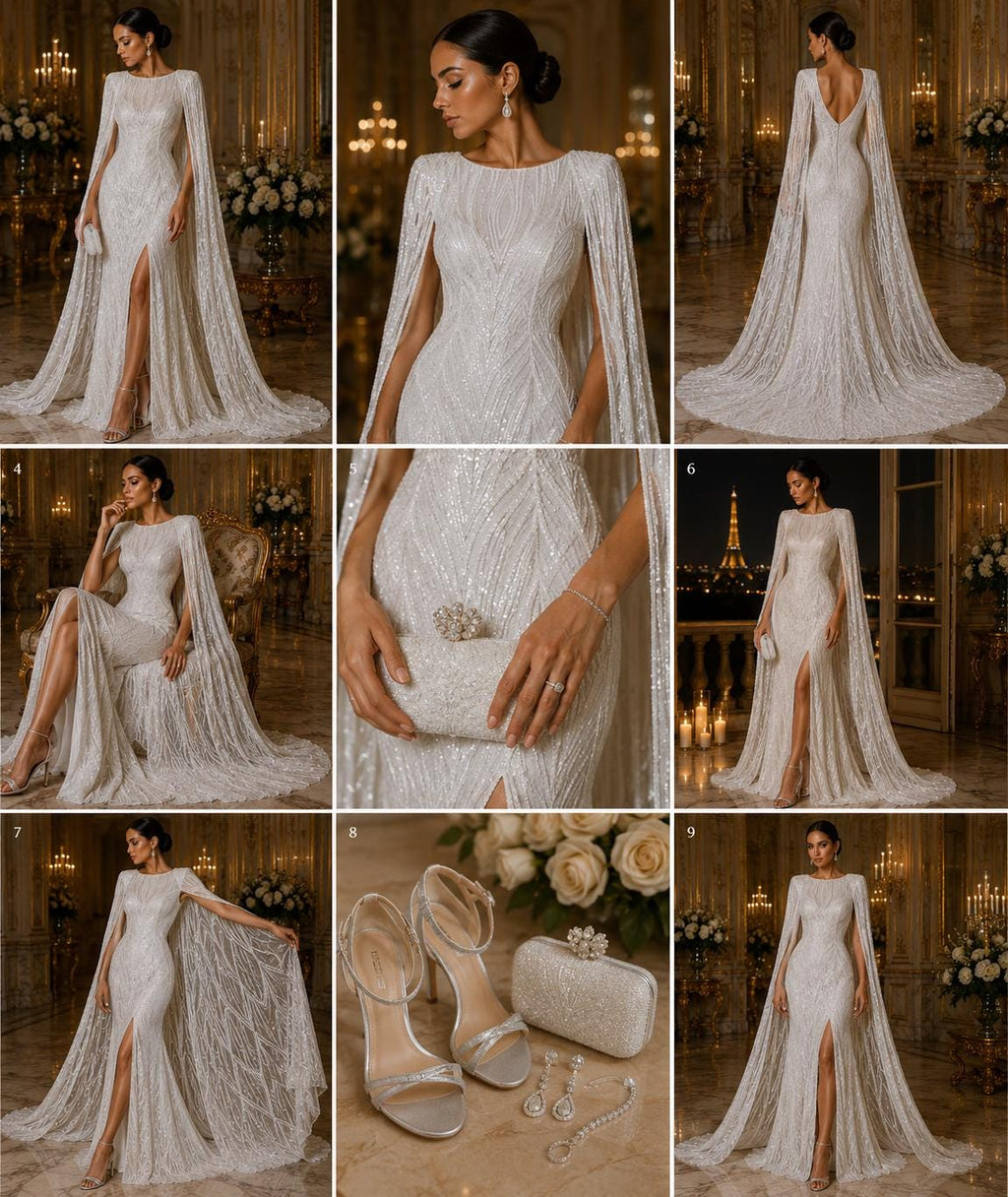 White - Glossy Design Luxury Shiny Sequin - 4 Way Stretch Mesh Fabric – Prom & Evening Dress Material By The Yard.