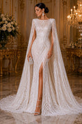 White - Glossy Design Luxury Shiny Sequin - 4 Way Stretch Mesh Fabric – Prom & Evening Dress Material By The Yard.