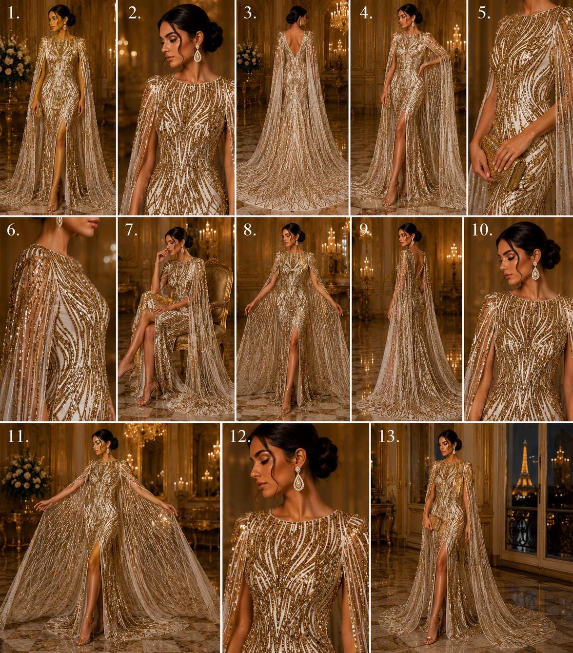 Gold - Glossy Design Luxury Shiny Sequin - 4 Way Stretch Mesh Fabric – Prom & Evening Dress Material By The Yard.