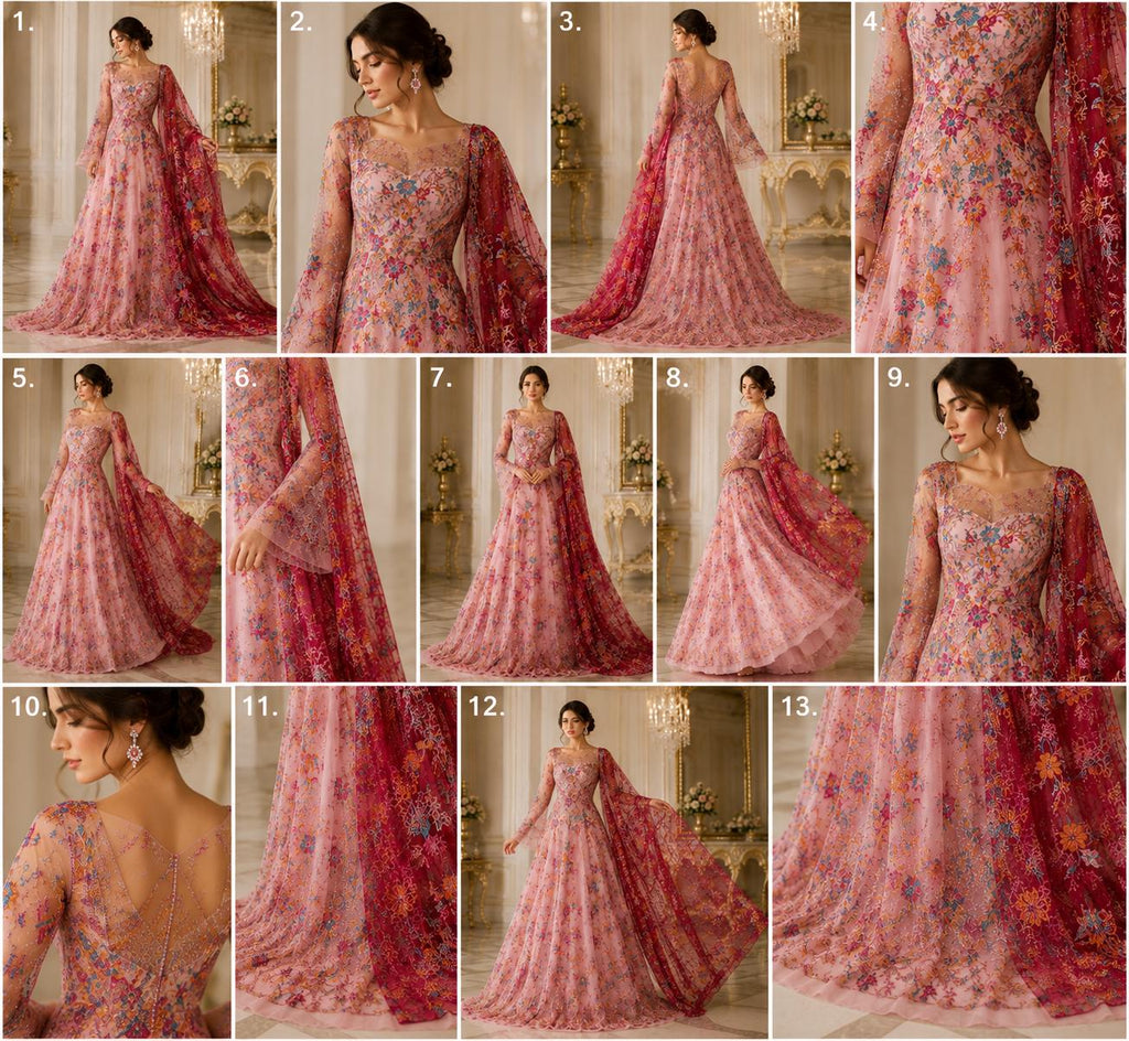 Multi Color - BURGUNDY -  Roses Glitter Design On A Mesh Lace For Quinsiañera Dresses - Prom Dress Sold By Yard