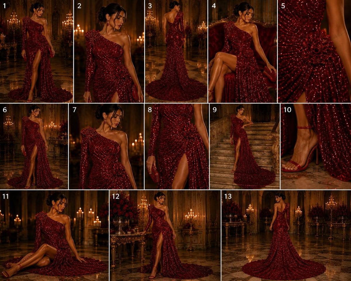 DK RED - Sequin Velvet - Sequin Design Stretch Velvet All Over 5mm Shining Sequins 2 Way Stretch, Sold By The yard.