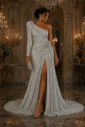 SILVER/WHITE - Sequin Velvet - Sequin Design Stretch Velvet All Over 5mm Shining Sequins 2 Way Stretch, Sold By The yard.