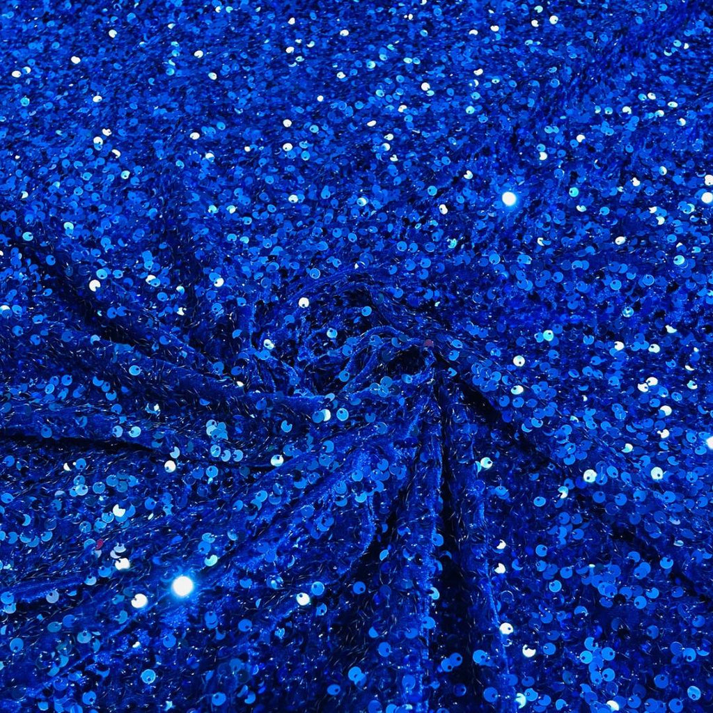 ROYAL - Sequin Velvet - Sequin Design Stretch Velvet All Over 5mm Shining Sequins 2 Way Stretch, Sold By The yard.