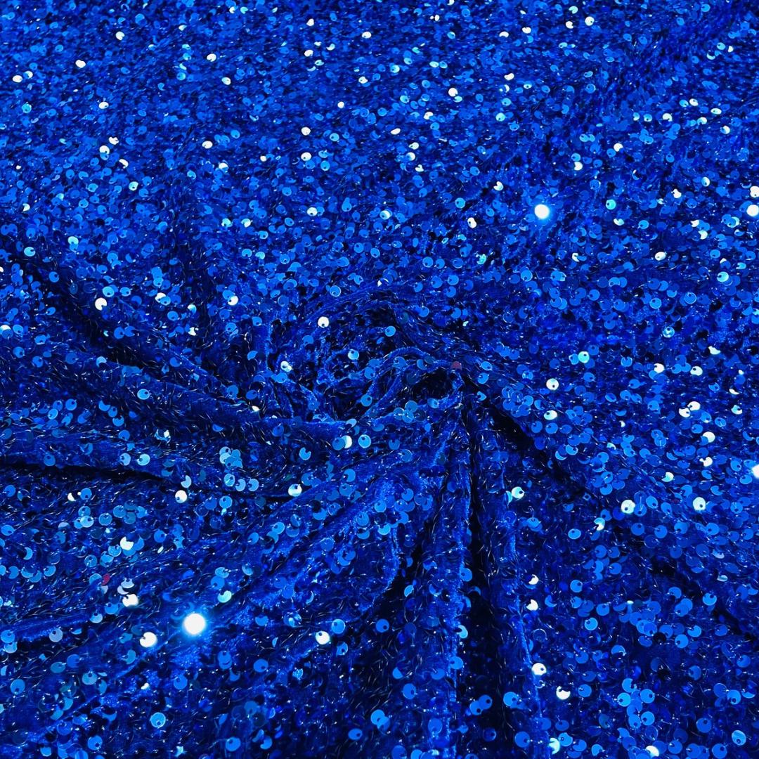 ROYAL - Sequin Velvet - Sequin Design Stretch Velvet All Over 5mm Shining Sequins 2 Way Stretch, Sold By The yard.