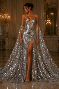 SILVER - JUMBO - Sequins Oval Sequin Paillette/Tear Drop Mermaid Big Sequins Fabric Mesh By The Yard.