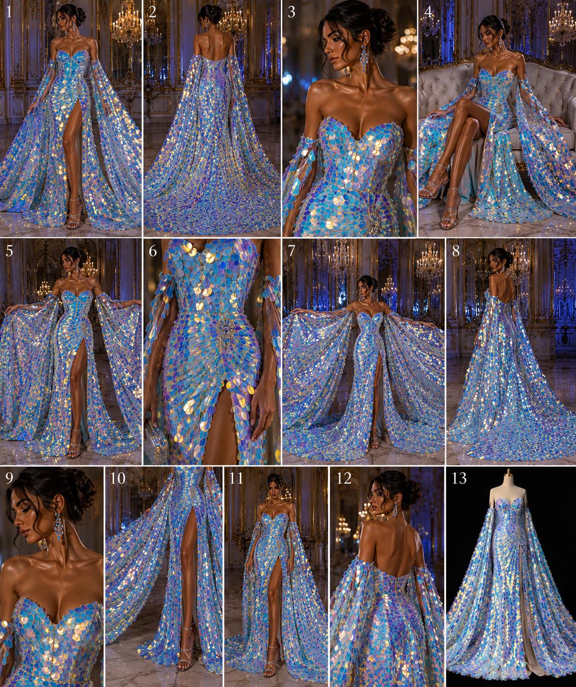 AQUA - JUMBO - Iridescent Sequins Oval Sequin Paillette/Tear Drop Mermaid Big Sequins Fabric Mesh By The Yard.