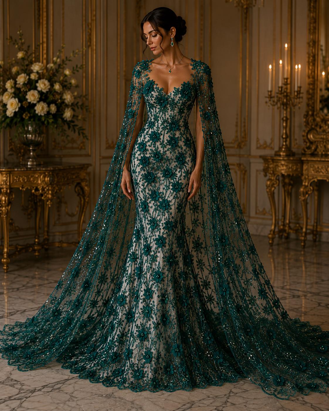 3D Floral Satin Lace - HUNTER - 3D Luxury Satin Flower Glitter Sequin Fabric  58” Wide For Quinsiañera Dresses - Prom Dress Sold By Yard