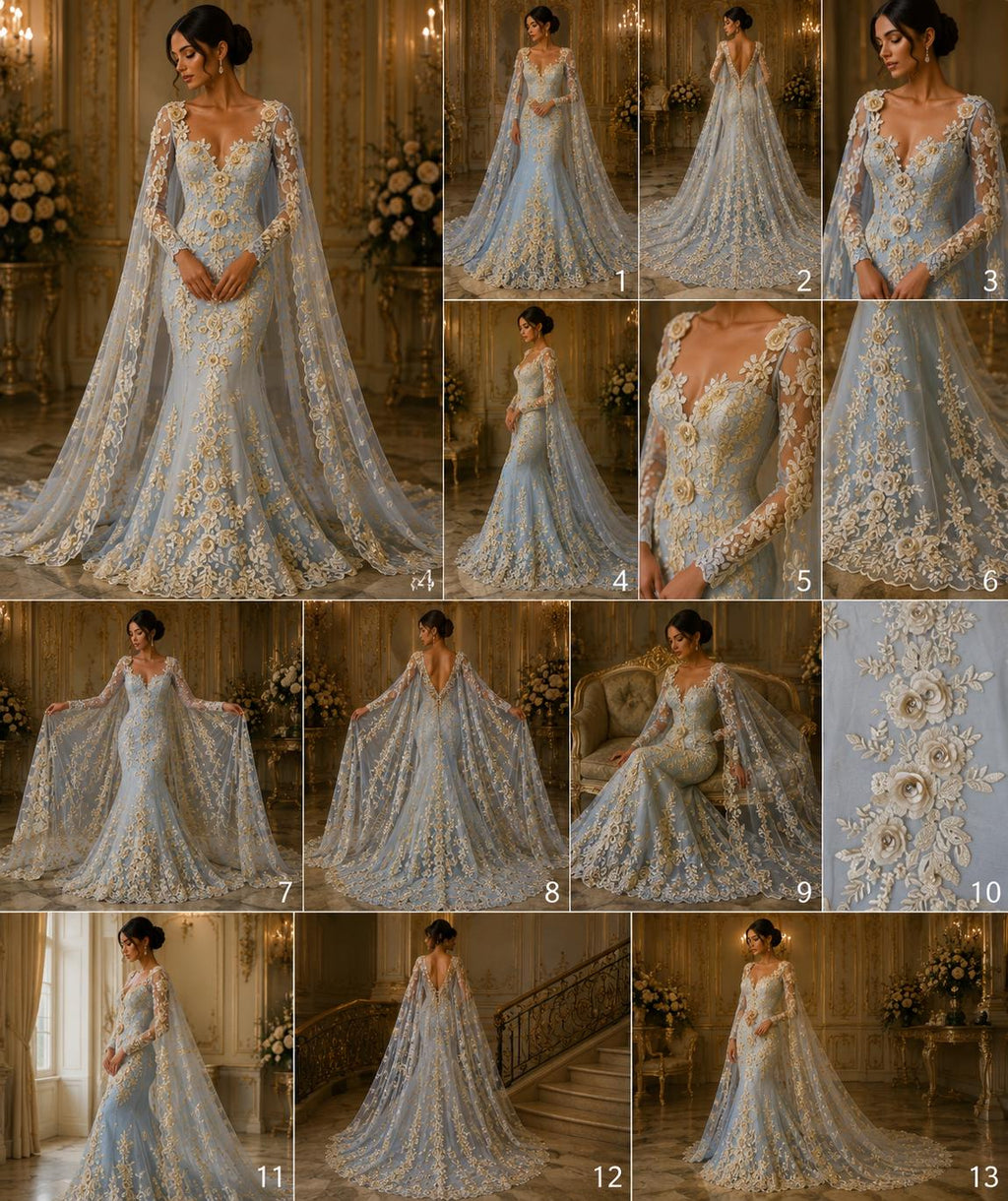 3D Floral Lace - CHAMPAGNE - 3D Floral Embroider Beaded Rhinestones On a Mesh Lace 48” For Quinsiañera Dresses - Prom Dress Sold By Yard