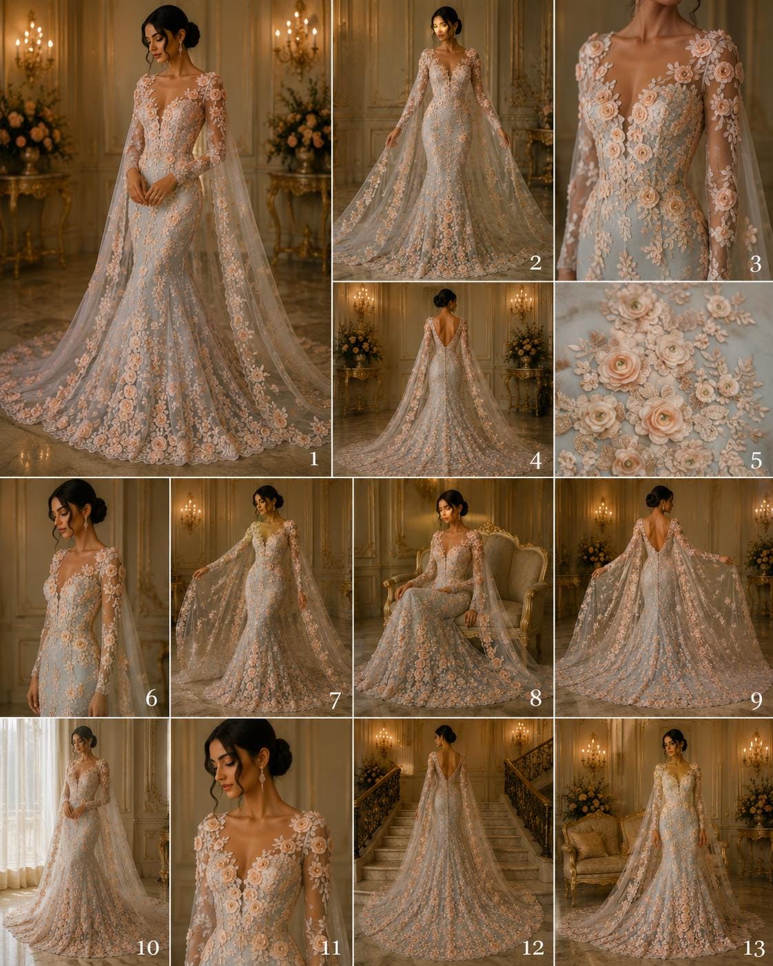 3D Floral Lace - BLUSH - 3D Floral Embroider Beaded Rhinestones On a Mesh Lace 48” For Quinsiañera Dresses - Prom Dress Sold By Yard