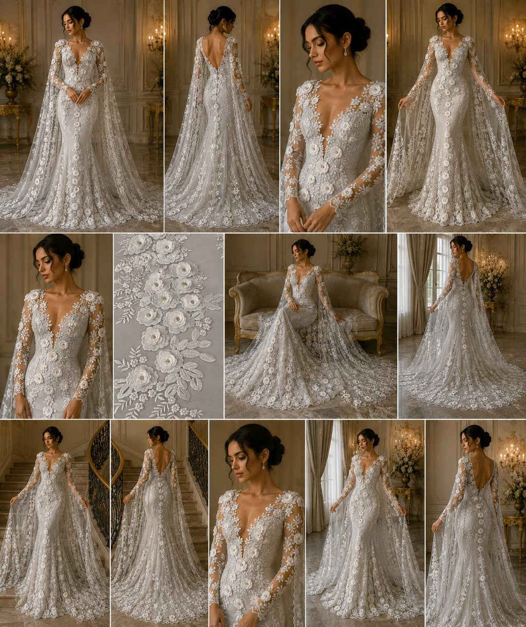 3D Floral Lace - WHITE - 3D Floral Embroider Beaded Rhinestones On a Mesh Lace 48” For Quinsiañera Dresses - Prom Dress Sold By Yard
