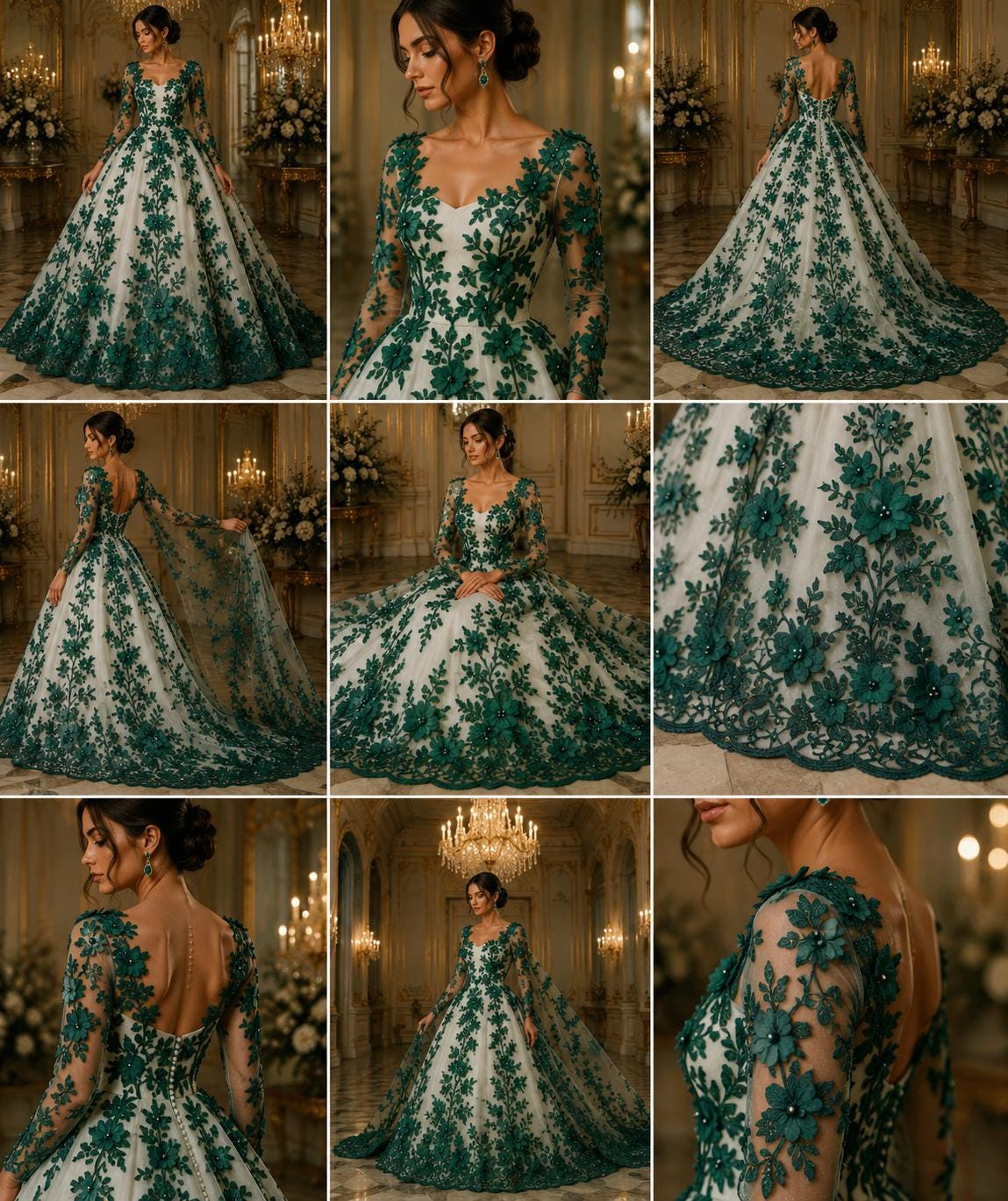 3D Floral Lace - HUNTER -  3D Floral Embroidered Mesh Lace with Pearls| Fabric For Quinsiañera Dresses - Prom Dress Sold By Yard