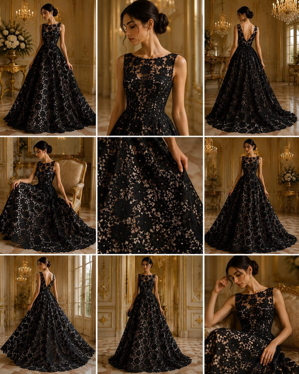 Daisy Floral Design - BLACK - Embroidery Guipure Lace Fabric. Fabric For Quinsiañera Dresses -Sold By Yard