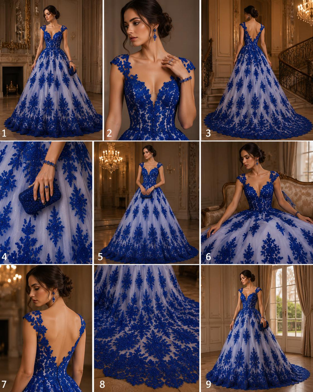 3D Floral Lace Fabric - ROYAL -  3D Floral Corded Mesh Fabric Lace - Fabric For Quinsiañera Dresses - Prom Dress Sold By Yard