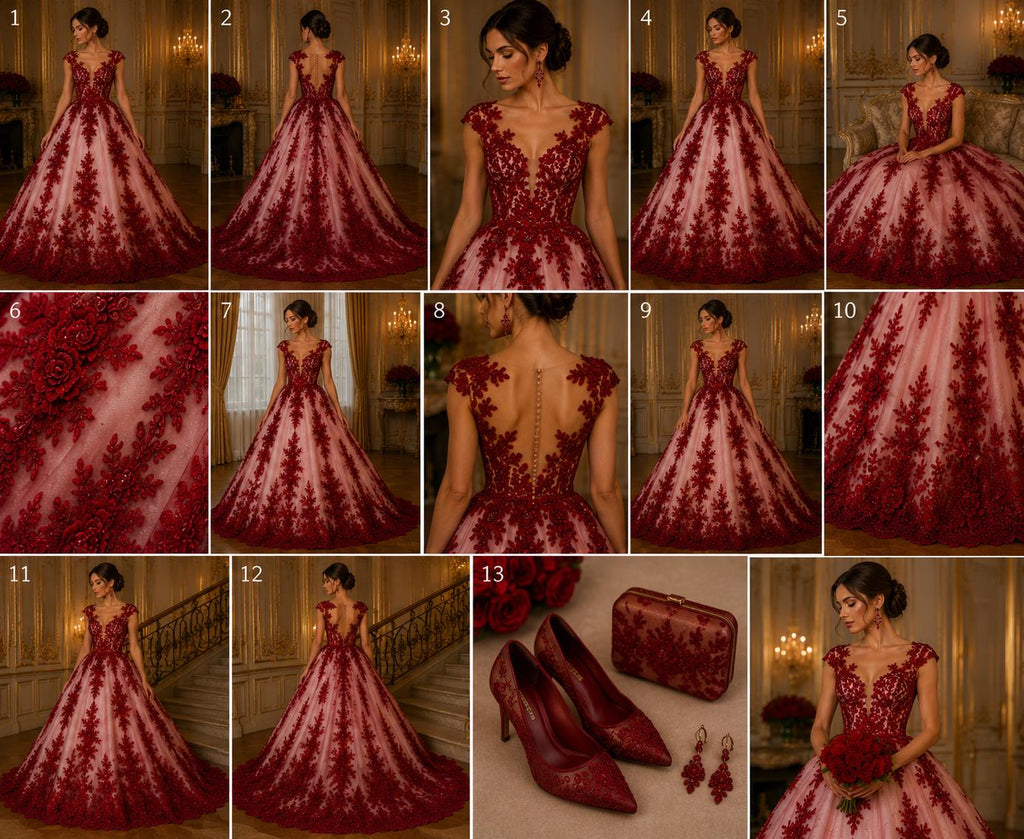 3D Floral Lace Fabric - BURGUNDY -  3D Floral Corded Mesh Fabric Lace - Fabric For Quinsiañera Dresses - Prom Dress Sold By Yard