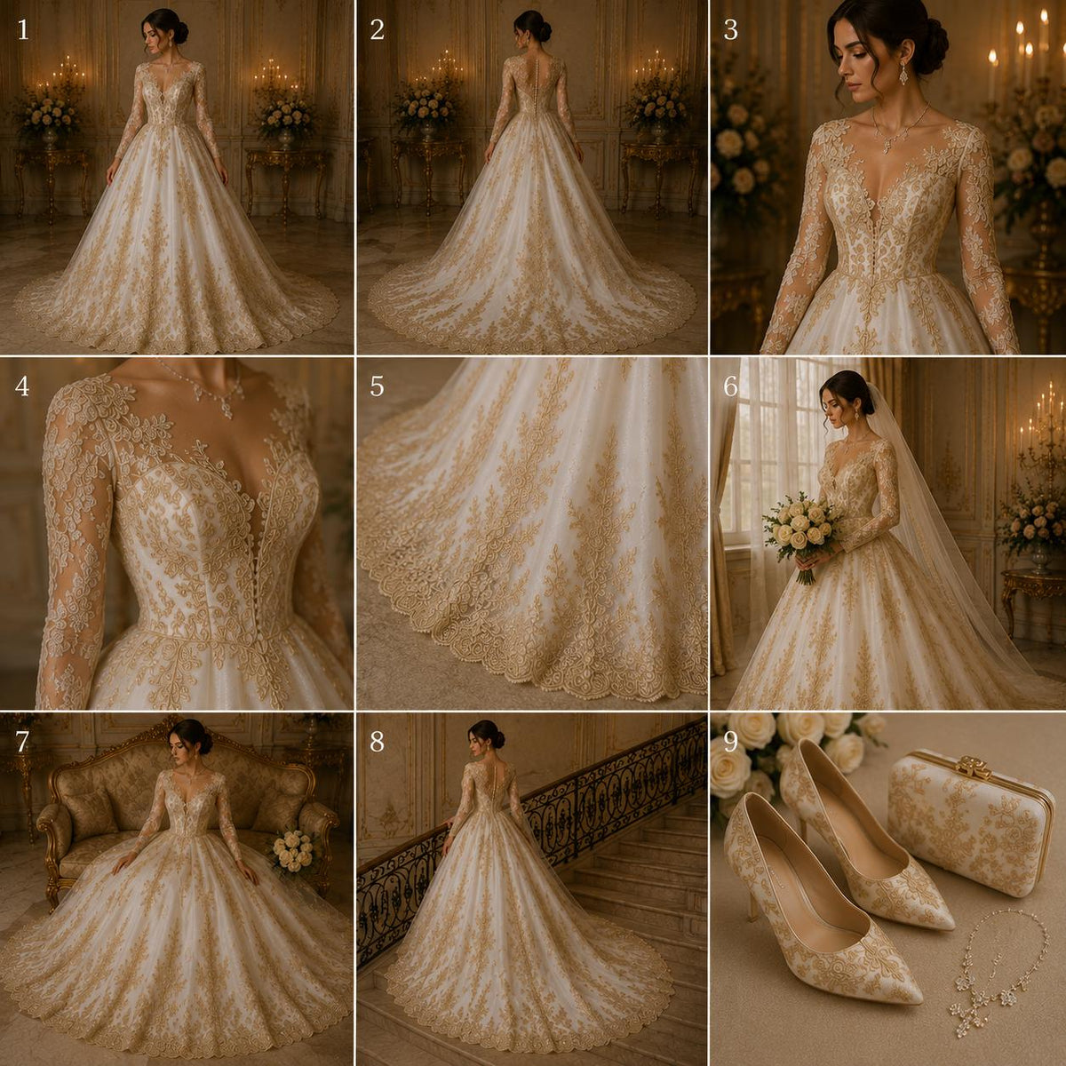 3D Floral Lace Fabric - CHAMPAGNE -  3D Floral Corded Mesh Fabric Lace - Fabric For Quinsiañera Dresses - Prom Dress Sold By Yard