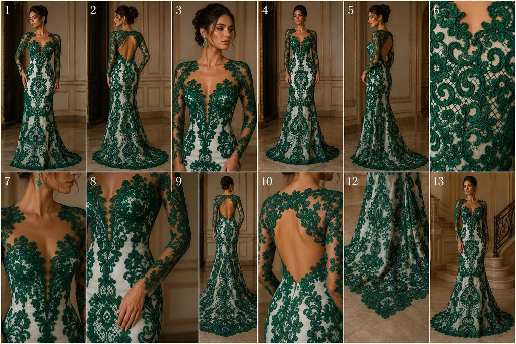 Embroidery Damask Design - HUNTER - With Sequins On A Mesh Lace Fabric - Fabric For Quinsiañera Dresses - Prom Dress Sold By Yard