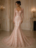 Embroidery Damask Design - BLUSH - With Sequins On A Mesh Lace Fabric - Fabric For Quinsiañera Dresses - Prom Dress Sold By Yard