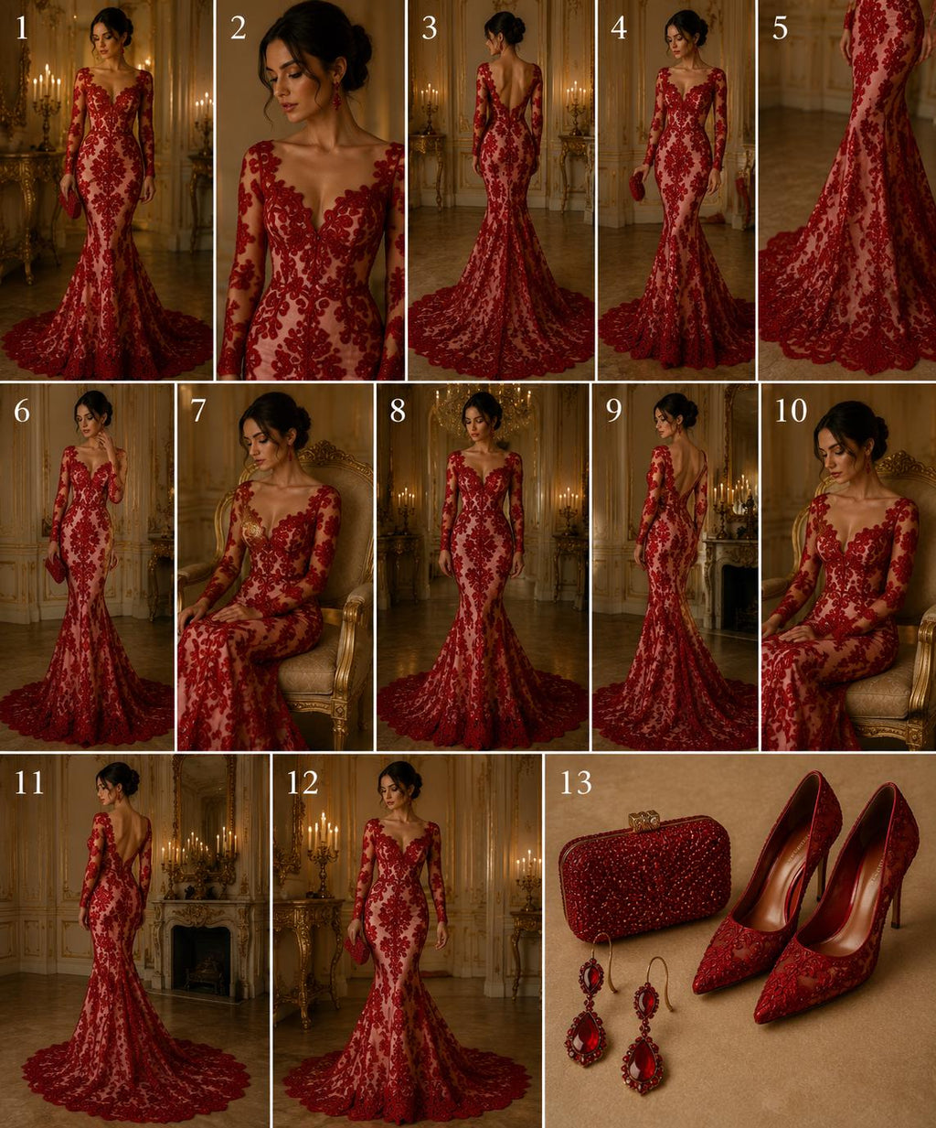 Embroidery Damask Design - RED - With Sequins On A Mesh Lace Fabric - Fabric For Quinsiañera Dresses - Prom Dress Sold By Yard