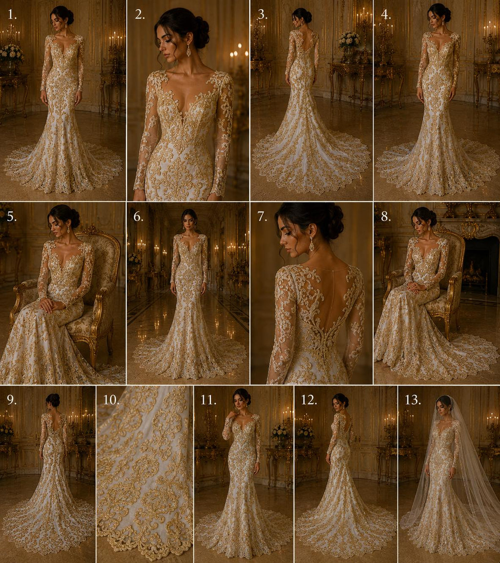 Embroidery Damask Design - GOLD - With Sequins On A Mesh Lace Fabric - Fabric For Quinsiañera Dresses - Prom Dress Sold By Yard