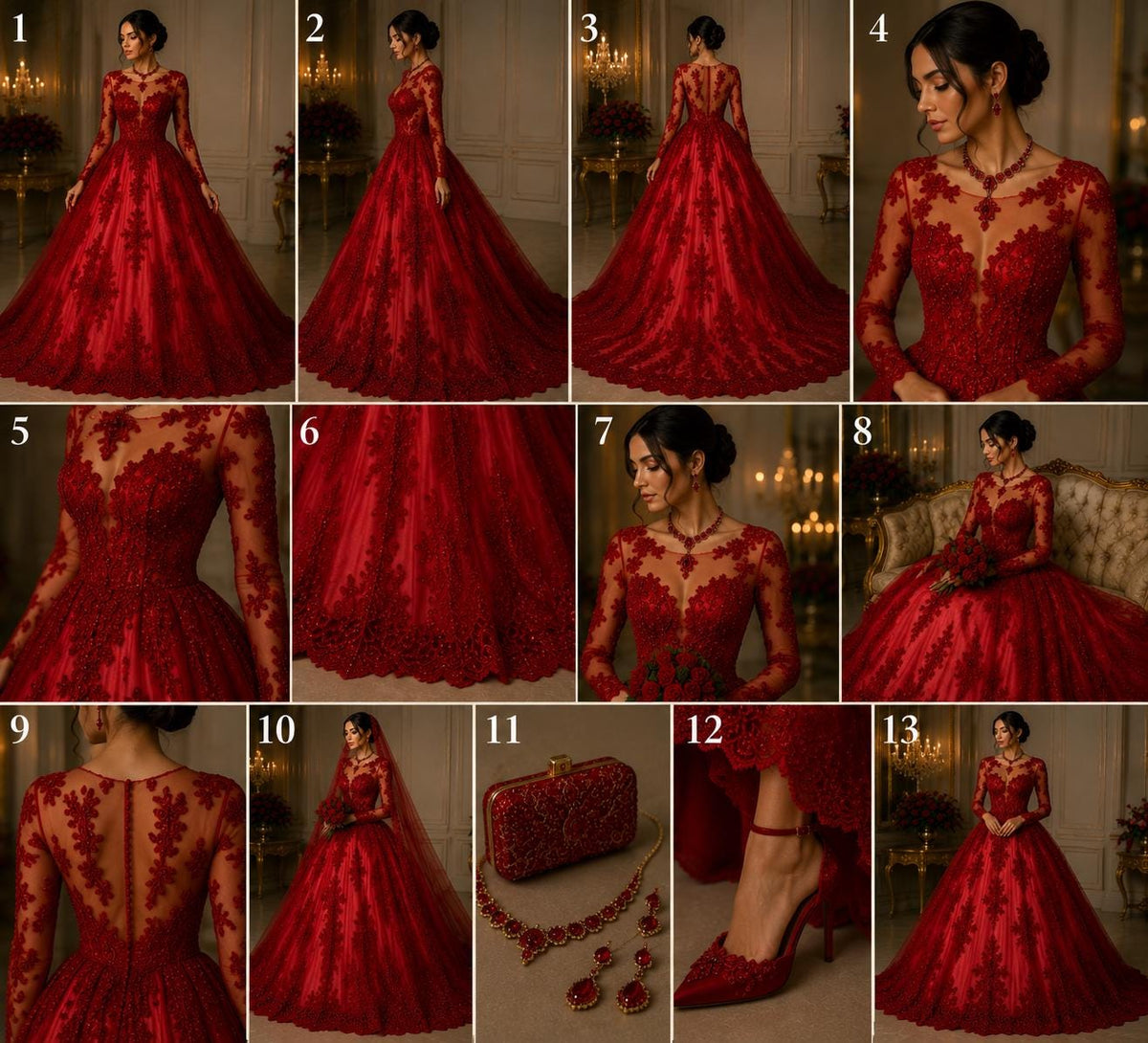 Red - Luxury Lace - Beaded Design with Embroidered Sequins and Beads On a Mesh Lace Fabric for Prom Dress By The Yard