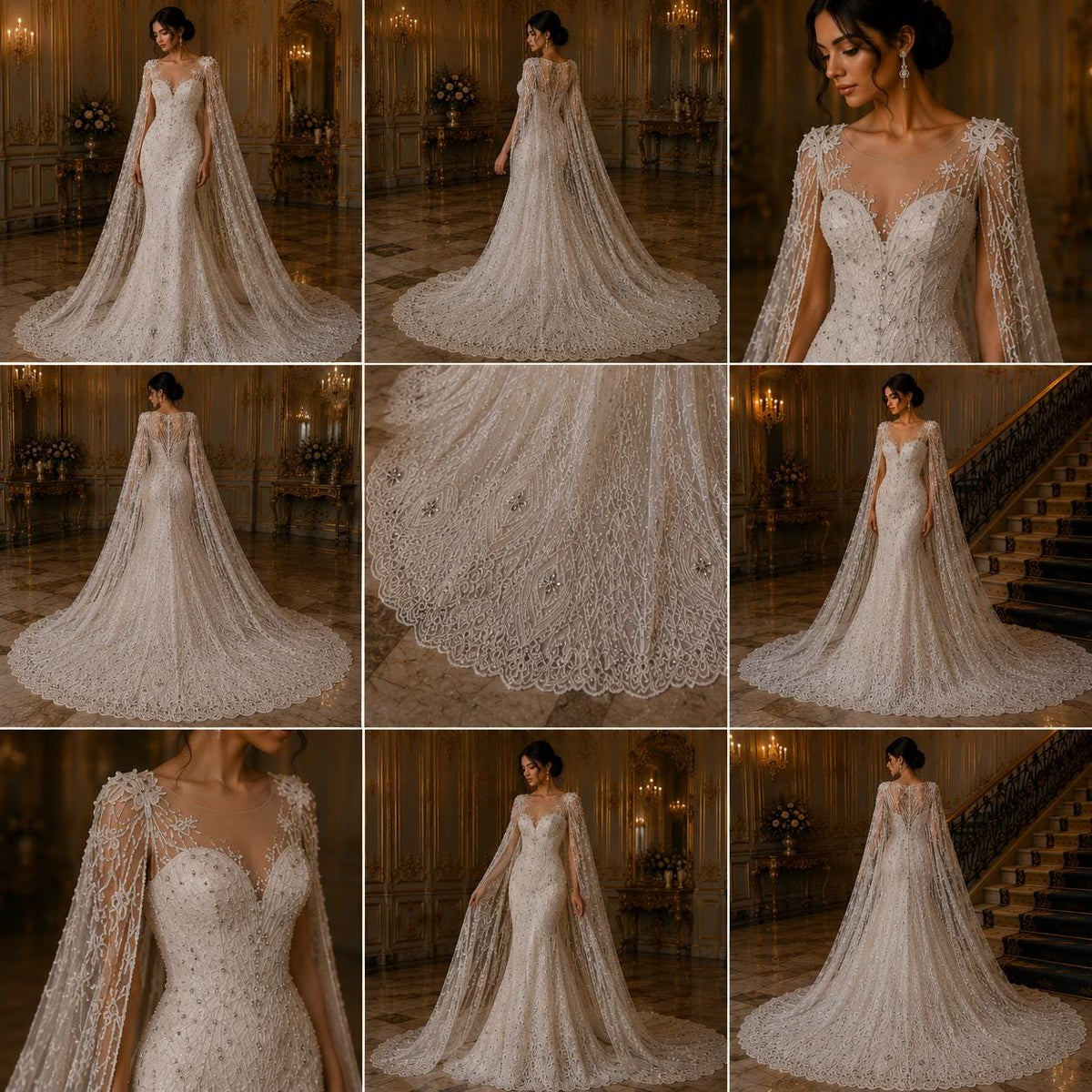 Luxury Lace - Ivory - Beaded Design with Embroidered Sequins and Beads On a Mesh Lace Fabric for Prom Dress. Sold By The Yard