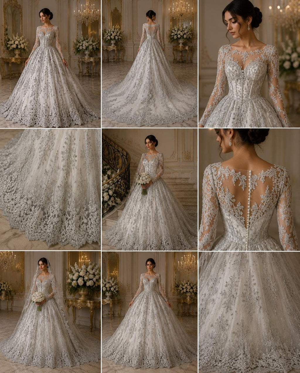 Silver - Luxury Lace - Beaded Design with Embroidered Sequins and Beads On a Mesh Lace Fabric for Prom Dress By The Yard