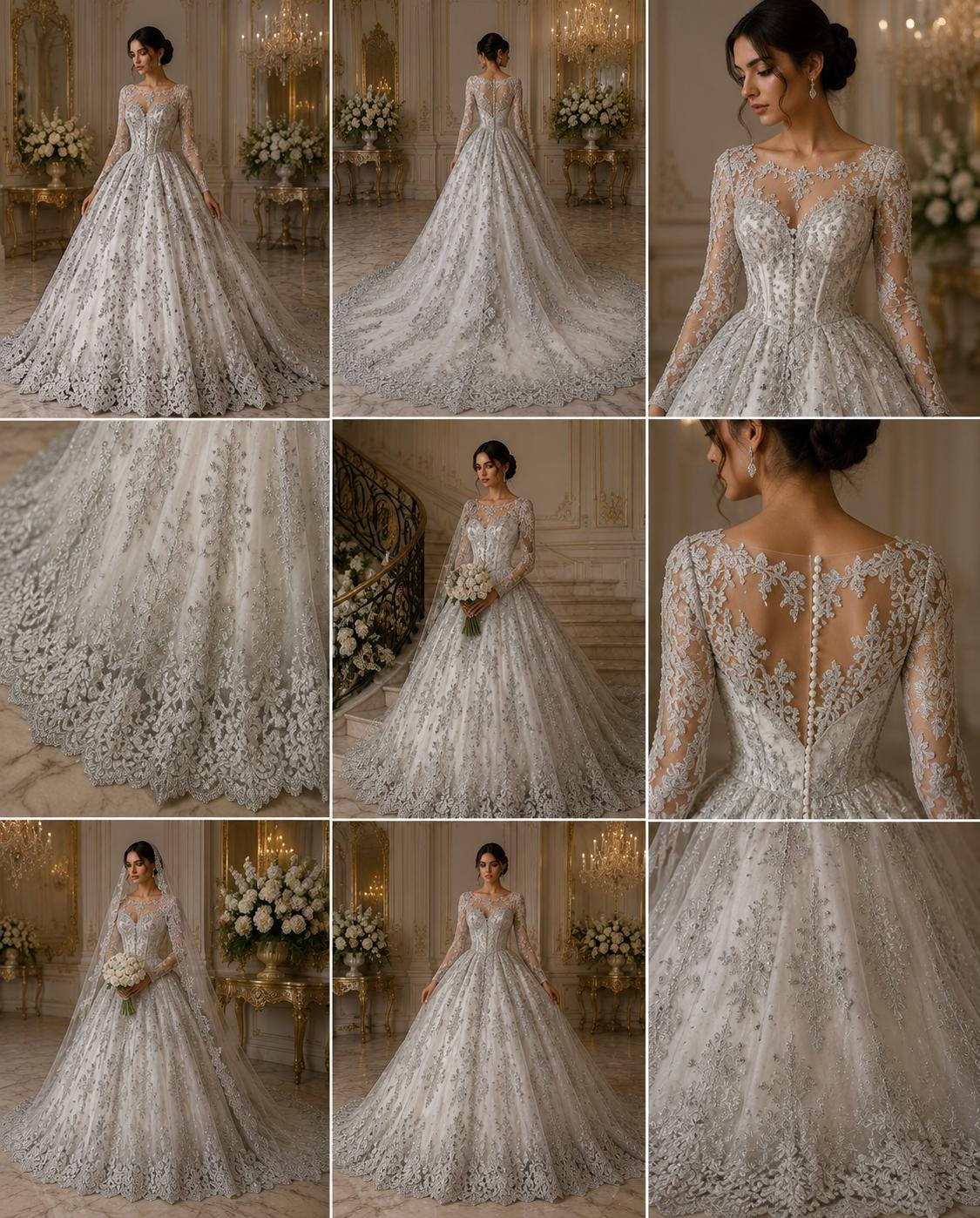 Silver - Luxury Lace - Beaded Design with Embroidered Sequins and Beads On a Mesh Lace Fabric for Prom Dress By The Yard