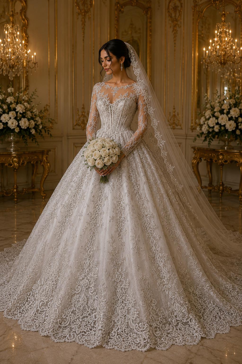Ivory - Luxury Lace - Beaded Design with Embroidered Sequins and Beads On a Mesh Lace Fabric for Prom Dress By The Yard