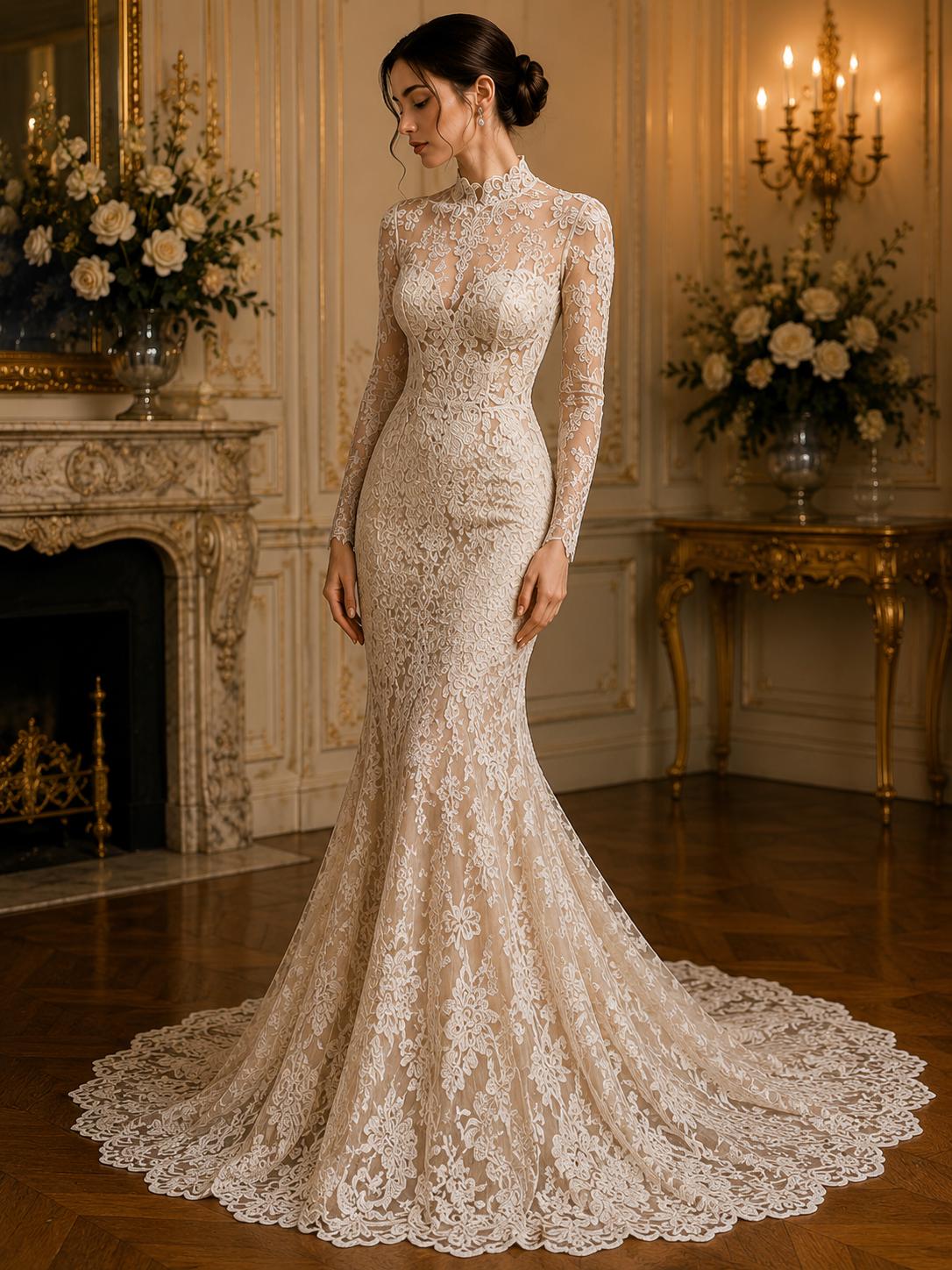 Floral Guipure Lace Fabric - CHAMPAGNE - Bridal Wedding Dress Lace a Mesh Fabric for Prom Dress. Sold By The Yard