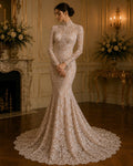 Floral Guipure Lace Fabric - COFFEE - Bridal Wedding Dress Lace a Mesh Fabric  Sold By The Yard